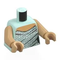 Torso, Dress, Silver Mesh, White Sparkles, Warm Tan Chest Print, Warm Tan Arms and Hands
