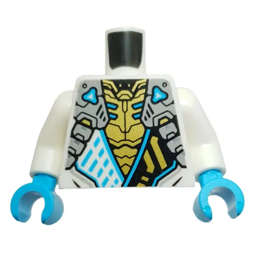 Torso Robes, Black Sash with Gold Symbol, Silver Straps, Gold Chest Print, White Arms, Medium Azure Hands