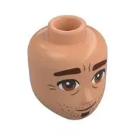 Minidoll Head Male, Reddish Brown Eyebrows, Goatee, Stubbles, Wrinkles