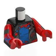 Torso, Jacket, Silver Pins, Zipper, Blue/Red Torn Spider Suit, Silver Spider with 'FNSM' on Back, Black Cufflinks with Silver Spikes, Blue Webbings on Arms Print, Red Arms and Hands