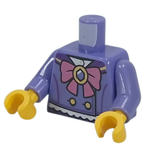 Torso, Jacket, Gold Buttons, White Ruffles, Dark Pink Bow with Jewel Print, Blue Violet Arms, Yellow Hands