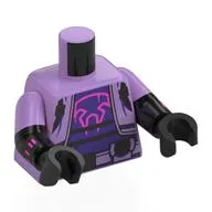 Torso, Dual Molded Arms, Jacket, Black Straps, Utility Belt, Dark Purple Shirt with Bright Pink Prowler Logo, Silver Backpack, Silver Weapons on Arms Print, Medium Lavender Sleeves Pattern, Pearl Titanium Arms and Hands