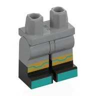 Hips with Light Bluish Gray Legs and Black Boots Pattern with Gold Knees, Dark Turquoise Toes Print