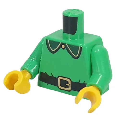 Torso, Green Collar, Gold Trim, Black Belt, Gold Belt Buckle print, Bright Green Arms, Yellow Hands