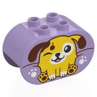 Duplo Brick 2 x 4 x 2 Rounded Ends with Yellow/Reddish Brown Dog Print