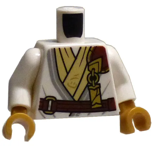 Torso, White/Tan Nina Robes, Reddish Brown Belt, Gold Clamp Print, White Arms, Pearl Gold Hands