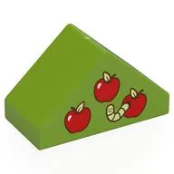 Duplo Brick 4 x 2 Double Slope 45° with Apples print