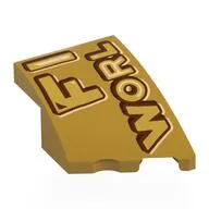 Brick Wedged, Curved 3 x 2 with Stud Notch Right with 'FI', 'WORL' Print