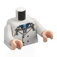 Torso, Navy Uniform, Buttons, Silver String, Dark Blue Shirt, Medium Blue Tie Print, White Arms, Light Nougat Hands