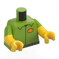 Torso, Dual Molded Arms, Shirt, Sand Blue Belt, Orange ID Tag print, Bright Green Sleeves Pattern, Yellow Arms and Hands