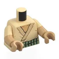 Torso, Dual Molded Arms, Robe, Dark Tan Trim, Sand Green/Dark Green Belt Print, Tan Sleeves Pattern, Warm Tan Arms and Hands