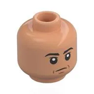 Minifig Head Boba Fett, Black eyebrows, Frown/Smirk