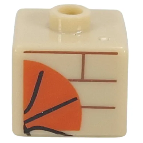 Pen Bead, Square with Basketball, Bricked Wall Print