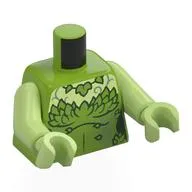 Torso Dress, Leaves, Dark Green Trim, Yellowish Green Chest Print, Yellowish Green Arms and Hands