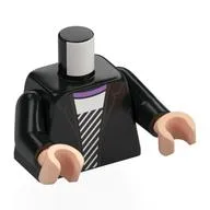 Torso Jacket, White/Black Striped Shirt, Lavender Collar Print, Black Arms, Light Nougat Hands