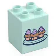 Duplo Brick 2 x 2 x 2 with Cupcakes on Plate Print