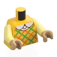 Torso, Orange/Bright Green Argyle Shirt, White Collar print, Bright Light Yellow Arms, Nougat Hands
