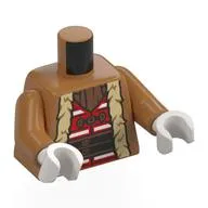 Torso, Coat with Tan Fur Trim, Red/White Strips Shirt, Black Belt, Buttons Print, Medium Nougat Arms, White Hands