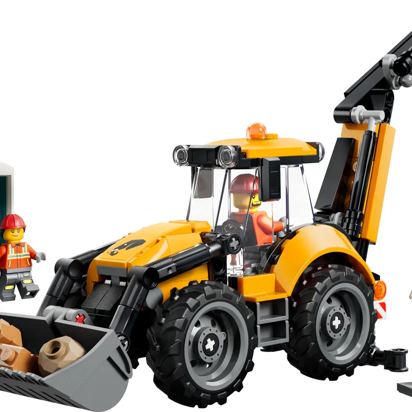 Yellow Backhoe Loader