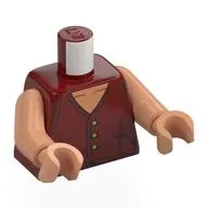 Torso, Dark Red Vest, Gold Buttons Print, Nougat Arms and Hands