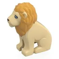 Animal, Lion Sitting with Ochre Yellow Mane, Medium Azure Eyes print