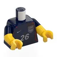 Torso, Dual Molded Arms, Football Shirt, Black Stars, Silver USA Logo, '26', Nike Logo Print, Dark Blue Sleeves Pattern, Yellow Arms and Hands