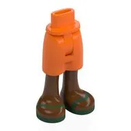 Minidoll Hips and Mid-Length Shorts with reddish Brown Legs, Dark Green Sandals Print