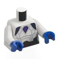 Torso, Armor Suit, Dark Blue Panels, Purple Jewel, Silver Belt with X on Belt Buckle Print, White Arms, Blue Hands