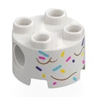 Brick Round 2 x 2, Pin Holes with Multi Colored Sprinkles Print