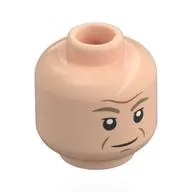 Minifig Head Admiral Motti, Dark Tan Eyebrows, Nougat Lines, Thin Smile / Scared, Worried