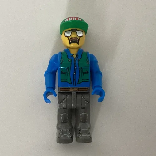 Juniors Midifig, Construction Worker - Blue Shirt, Green Vest, Cap with 'Brick', Sunglasses and Moustache
