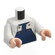 Torso Chef Jacket, Dark Blue Overall, Gold Button Print, White Arms, Light Nougat Hands