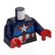 Torso Armor, Captain America Suit, White Star, Blue Chest, White and Red Decorations Print, Dark Blue Arms, Red Hands