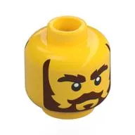 Minifig Head, Thick Reddish Brown Sideburns, Eyebrows, Beard, Stern, Closed Mouth / Smiling, Open Mouth
