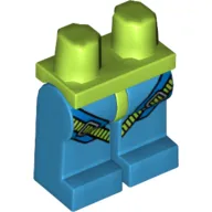 Hips and Dark Azure Legs with Blue and Lime Parachute Harness Straps and Silver Buckles Print