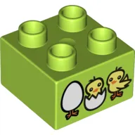 Duplo Brick 2 x 2 with Three Chicks Print