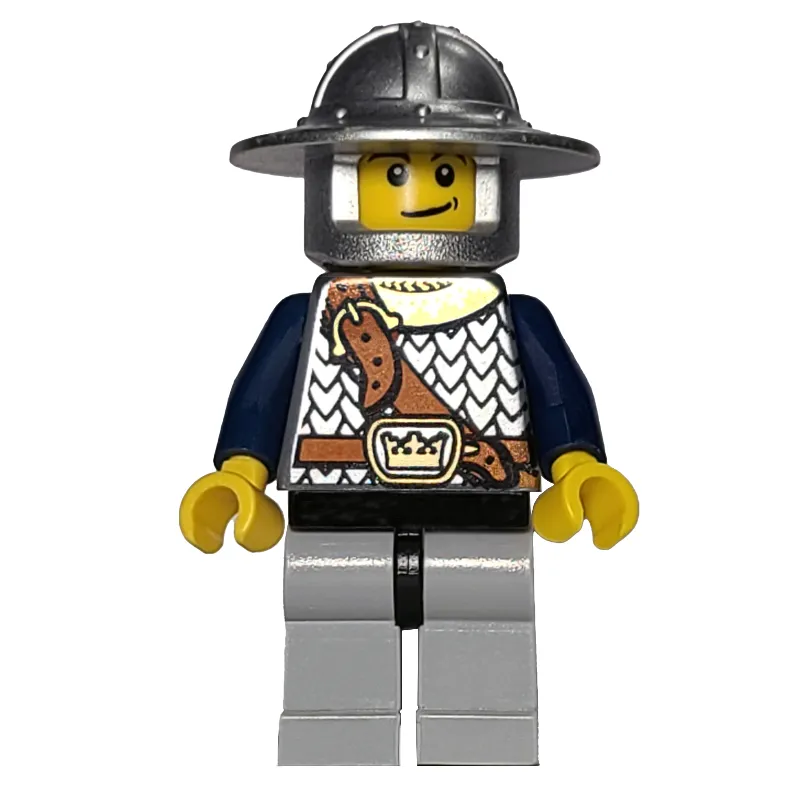 Knight, Armor with Shoulder Strap, Light Bluish Gray Legs, Wide Brimmed Helmet