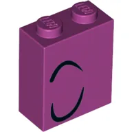 Brick 1 x 2 x 2 with Inside Stud Holder with Closed Eye Right, 2 Curled Black Lines print