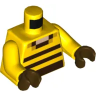 Torso, Pixelated Dark Brown, Orange and Light Nougat Squares Print, Yellow Arms, Dark Brown Hands