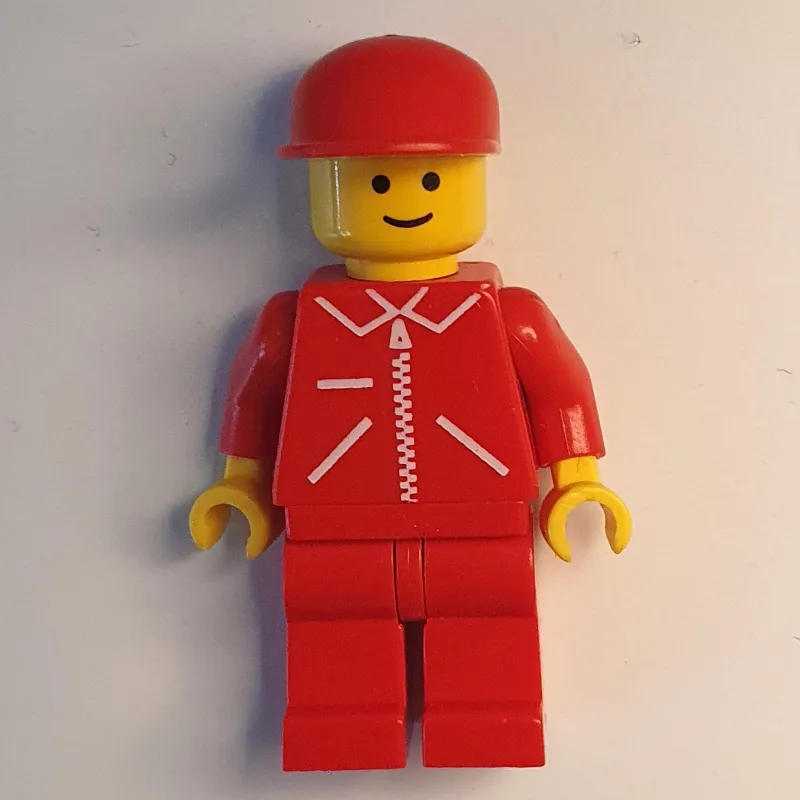 Man, Red Jacket with Zipper and Pockets, Red Cap