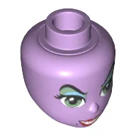 Minidoll Head, Sand Green Eyes and with Eye Shadow, Red Lips, Black Beauty Mark Print (Ursula)