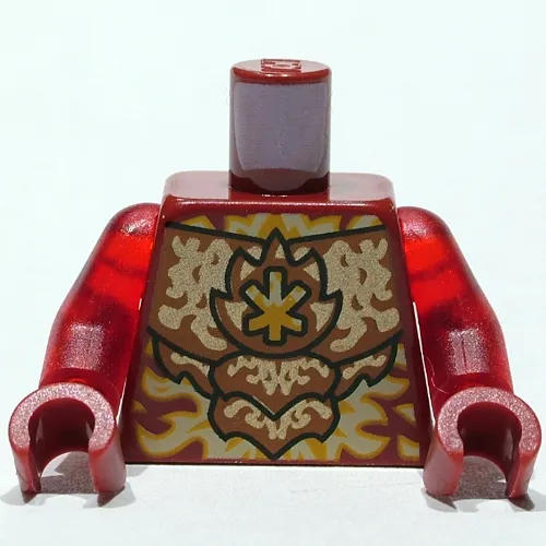 Torso Armor, Gold Markings, Flames print, Trans-Red Arms, Dark Red Hands