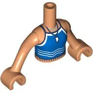 Minidoll Torso Girl with Nougat Arms and Hands with Blue Swimming Suit, White Trim, Waves, Teeth as Pendant print