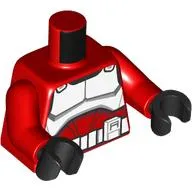 Torso Armor Clone Trooper Coruscant Commander with White Markings and Belt print, Red Arms, Black Hands