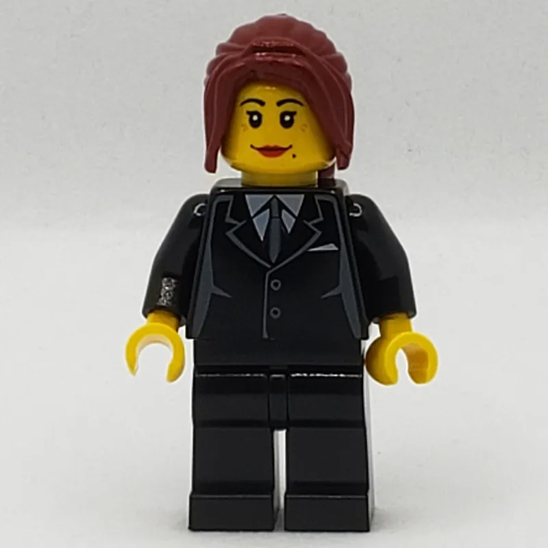 Woman, Black Suit with Tie, Dark Red Hair