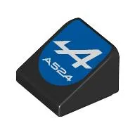 Brick Sloped 30° 1 x 1 x 2/3 with White 'A', 'A524' on Blue Background Print