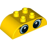 Duplo Brick 2 x 4 Curved Top with Two Blue/White Eye, Eyelashes print