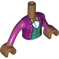 Minidoll Torso Girl with Magenta Jacket, Dark Turquoise Shirt, Medium Nougat Arms with Hands