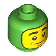 Minifig Head, Yellow Face with Smile / Big Open Mouth with Lime Tongue and Uvula Print