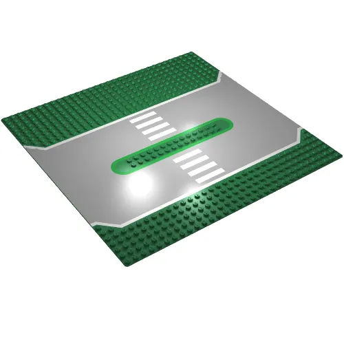 Baseplate 32 x 32 Split with 2 x 14 Center Studs, Gray Road, White Lines, and Crosswalk Print